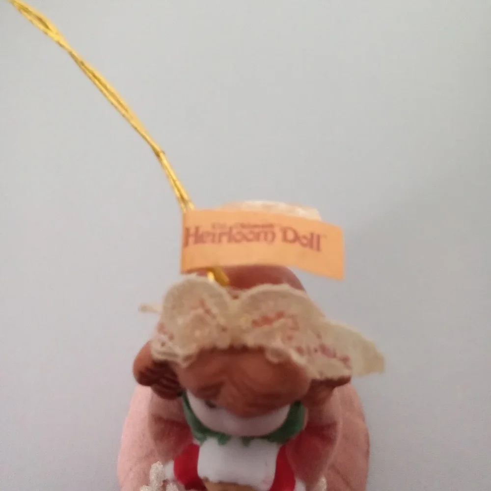 Vintage Jasco Lil Chimers Heirloom Doll Porcelain Bell Ornament Pink Girl Doll